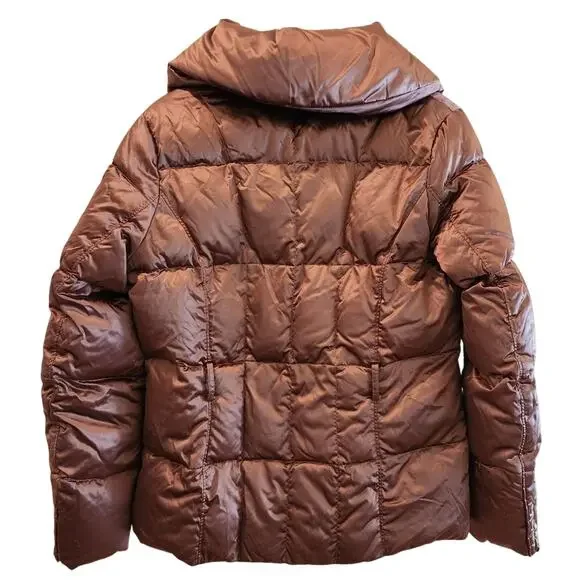 Lands End Bronze Down Puffer Coat Size Medium 10-12 - Picture 2 of 9